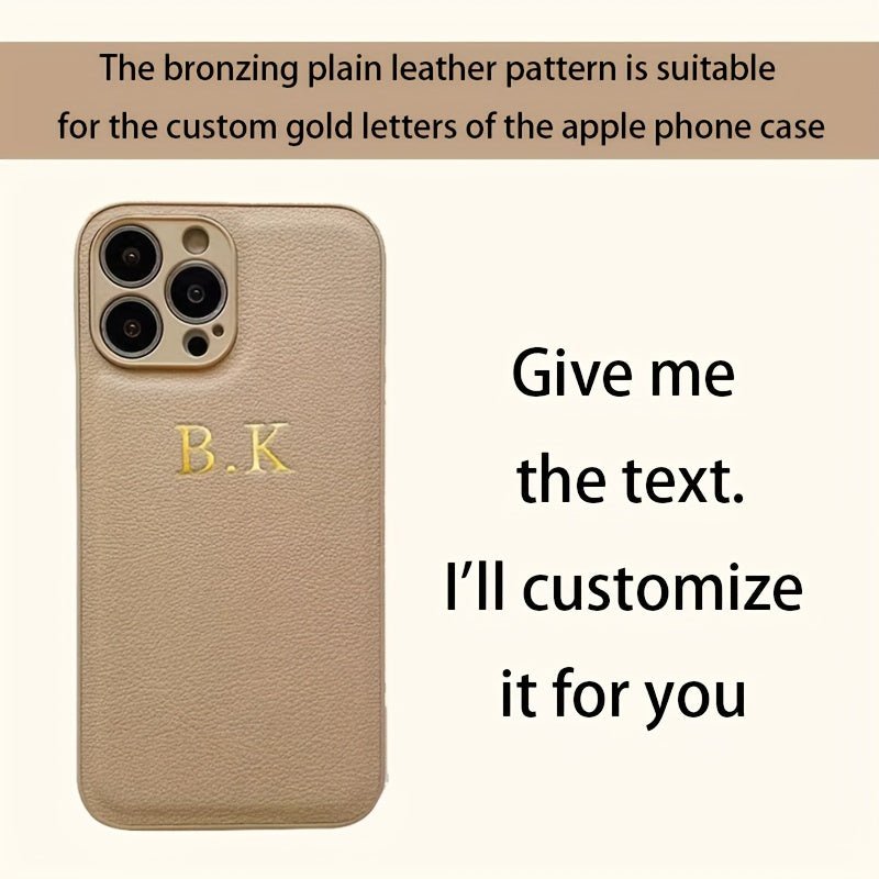 Customized Mobile Phone Case for iPhone 16 15 14 13 12 11 Pro Max 15 14 Plus - Personalized Name Initials with 3D Relief Hollow Golden Hot Stamping, Luxury INS Korean Lychee Pattern Faux Leather - Perfect Gift for iPhone 16 Pro Max - Nine 11