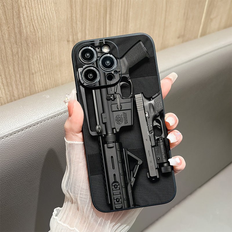 Iphone Gun Printed Protective Cover for iPhone Models 14/14 Plus/14 Pro/14 Pro Max, 13/13 Mini/13 Pro/13 Pro Max, 12/12 Mini/12 Pro/12 Pro Max, 11/11 Pro/11 Pro Max, X/XR/XS/XS Max, 7 Plus - Ideal Gift for Birthdays, Easter, Boyfriend, Girlfriend - Nine 11