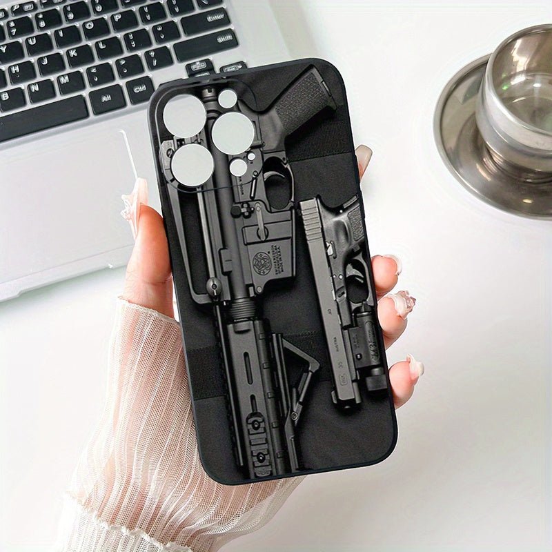 Iphone Gun Printed Protective Cover for iPhone Models 14/14 Plus/14 Pro/14 Pro Max, 13/13 Mini/13 Pro/13 Pro Max, 12/12 Mini/12 Pro/12 Pro Max, 11/11 Pro/11 Pro Max, X/XR/XS/XS Max, 7 Plus - Ideal Gift for Birthdays, Easter, Boyfriend, Girlfriend - Nine 11