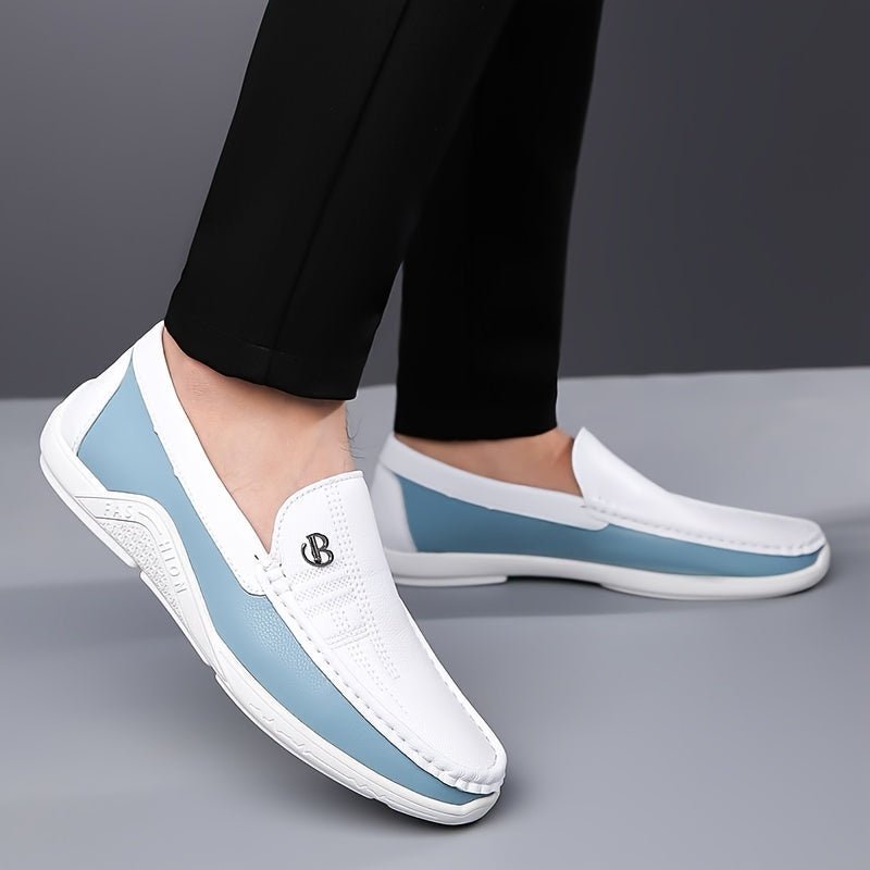 Men's Colour Block Slip On Loafer Shoes, Comfy Non Slip Casual Rubber Sole Durable Walking Shoes For Men's Outdoor Activities - Nine 11