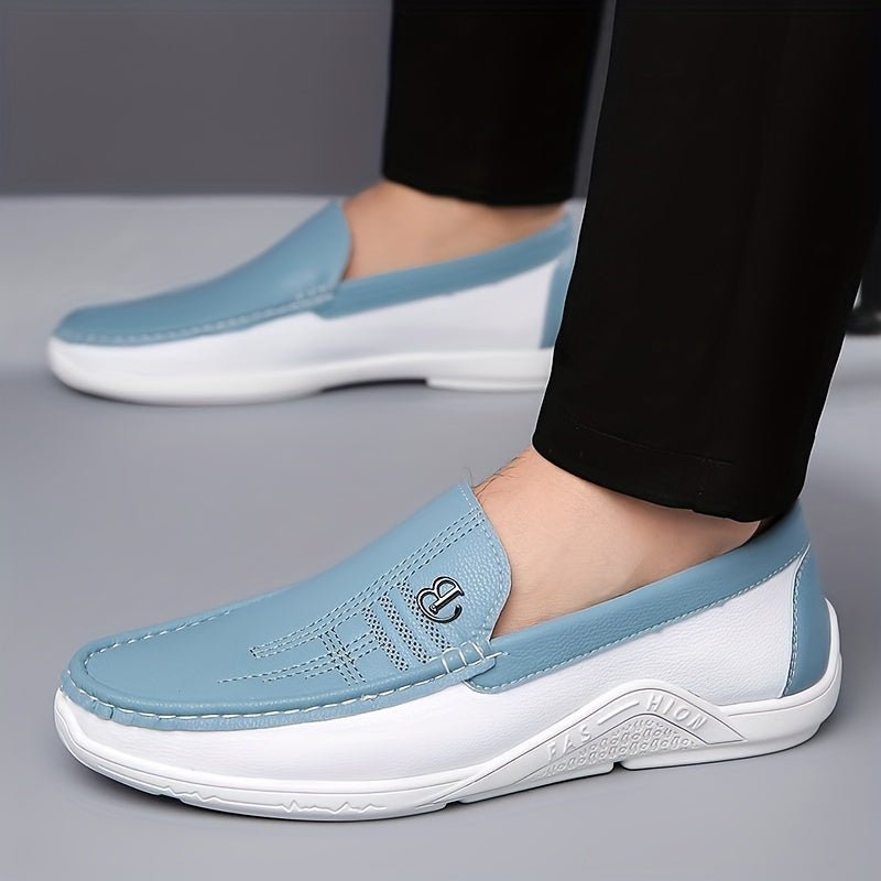 Men's Colour Block Slip On Loafer Shoes, Comfy Non Slip Casual Rubber Sole Durable Walking Shoes For Men's Outdoor Activities - Nine 11