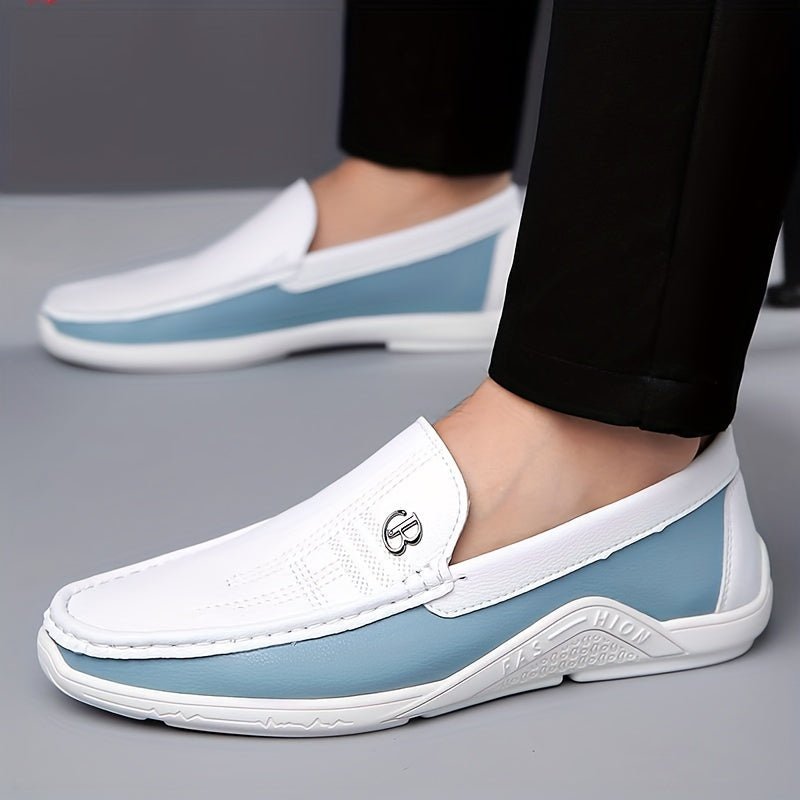 Men's Colour Block Slip On Loafer Shoes, Comfy Non Slip Casual Rubber Sole Durable Walking Shoes For Men's Outdoor Activities - Nine 11