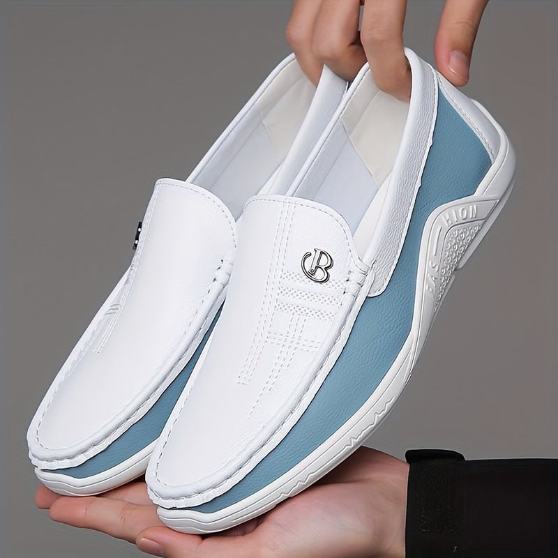 Men's Colour Block Slip On Loafer Shoes, Comfy Non Slip Casual Rubber Sole Durable Walking Shoes For Men's Outdoor Activities - Nine 11