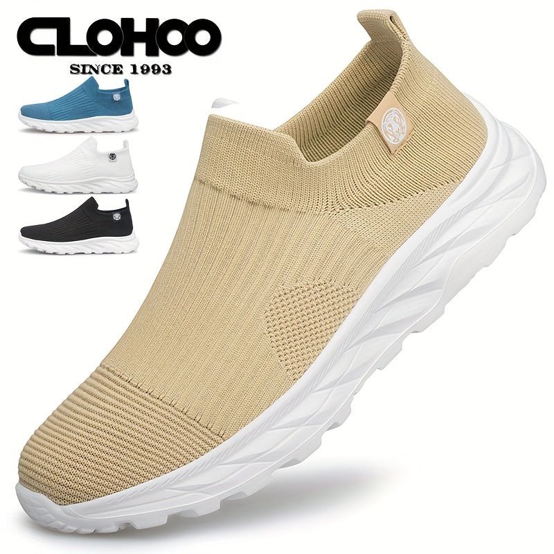 Nine 11 CLOHOO Men's Lightweight Woven Breathable Sock Shoes, Comfy Slip On Sneakers For Outdoor Walking Jogging Camping - Nine 11