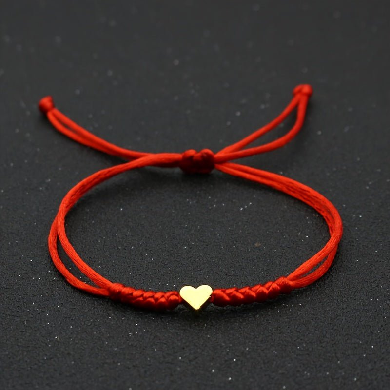 Nine 11 Festive Heart - Shaped Braided Bracelet - Perfect for Valentine's Day or Weddings - Adjustable Size - Handmade with Polyester Fiber - Nine 11