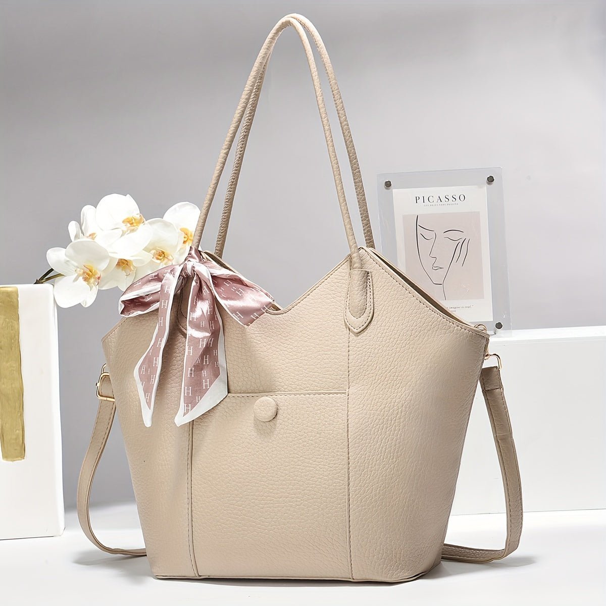 Nine 11 Festive Tote Bag: A Versatile Handbag for Everyday Use - Available in White, Black, Beige, and Brown - Nine 11