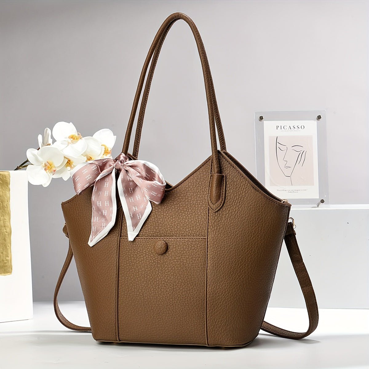 Nine 11 Festive Tote Bag: A Versatile Handbag for Everyday Use - Available in White, Black, Beige, and Brown - Nine 11