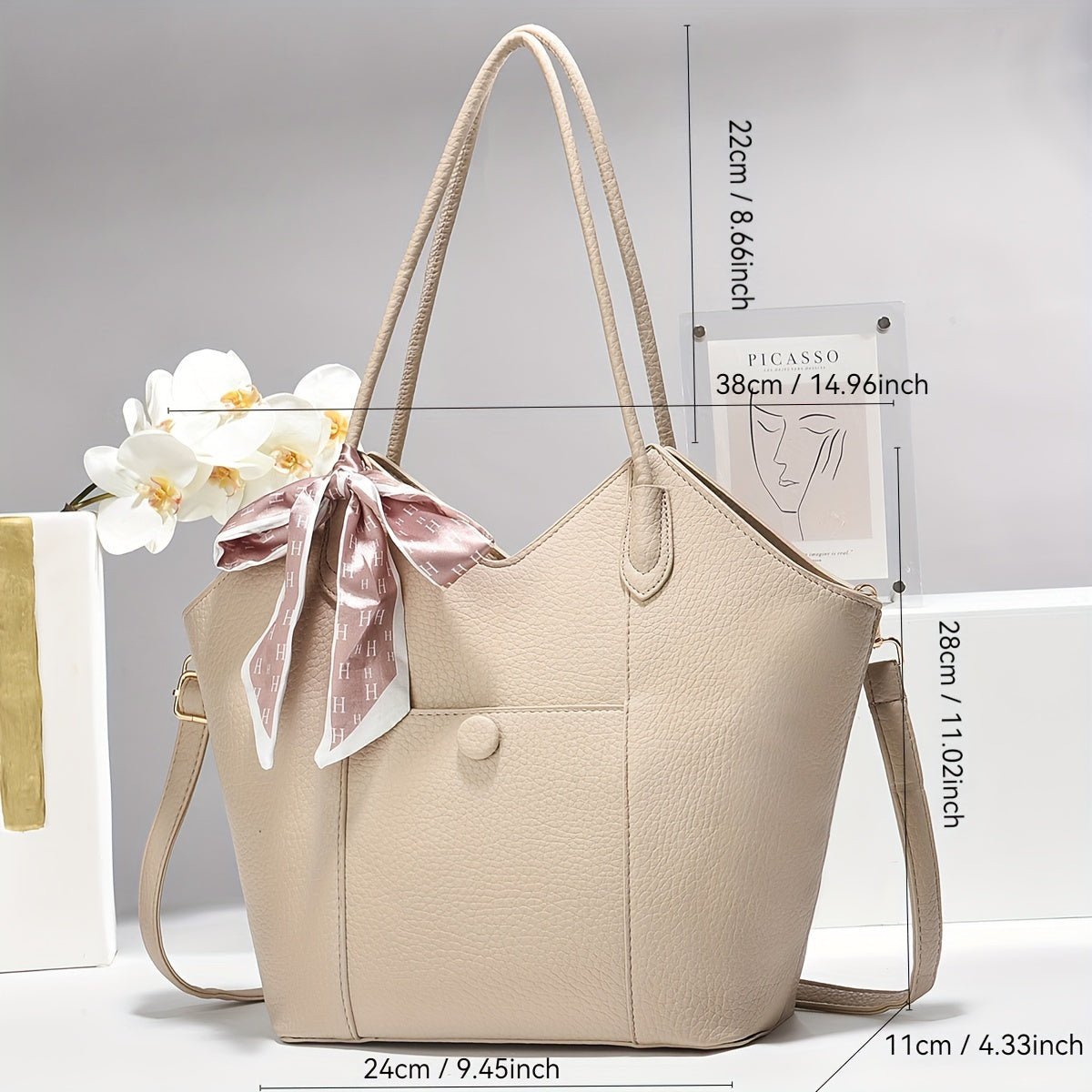 Nine 11 Festive Tote Bag: A Versatile Handbag for Everyday Use - Available in White, Black, Beige, and Brown - Nine 11