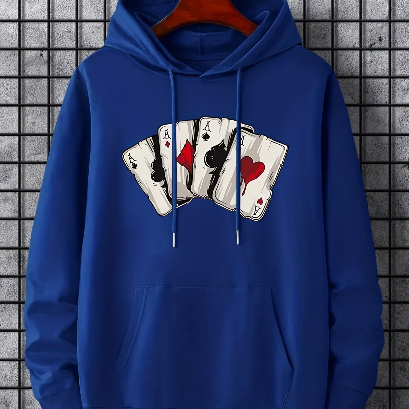 Nine 11 Hoodies For Men, Playing Card Ace Graphic Hoodie, Men’s Casual Pullover Hooded Sweatshirt With Kangaroo Pocket For Spring Fall, As Gifts - Nine 11