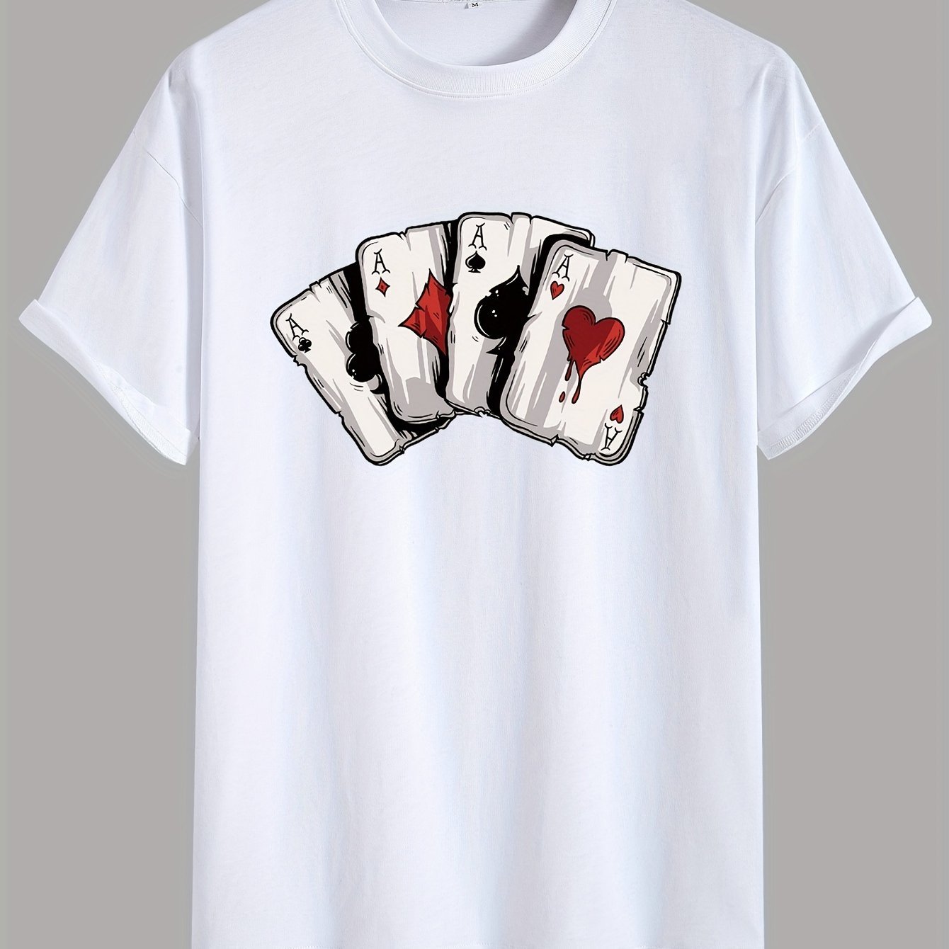 Nine 11 Men's 100% Cotton Loose Poker Graphic Print T-shirt. - Nine 11