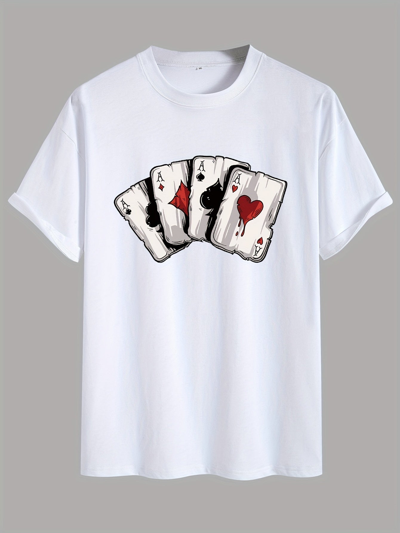 Nine 11 Men's 100% Cotton Loose Poker Graphic Print T-shirt. - Nine 11