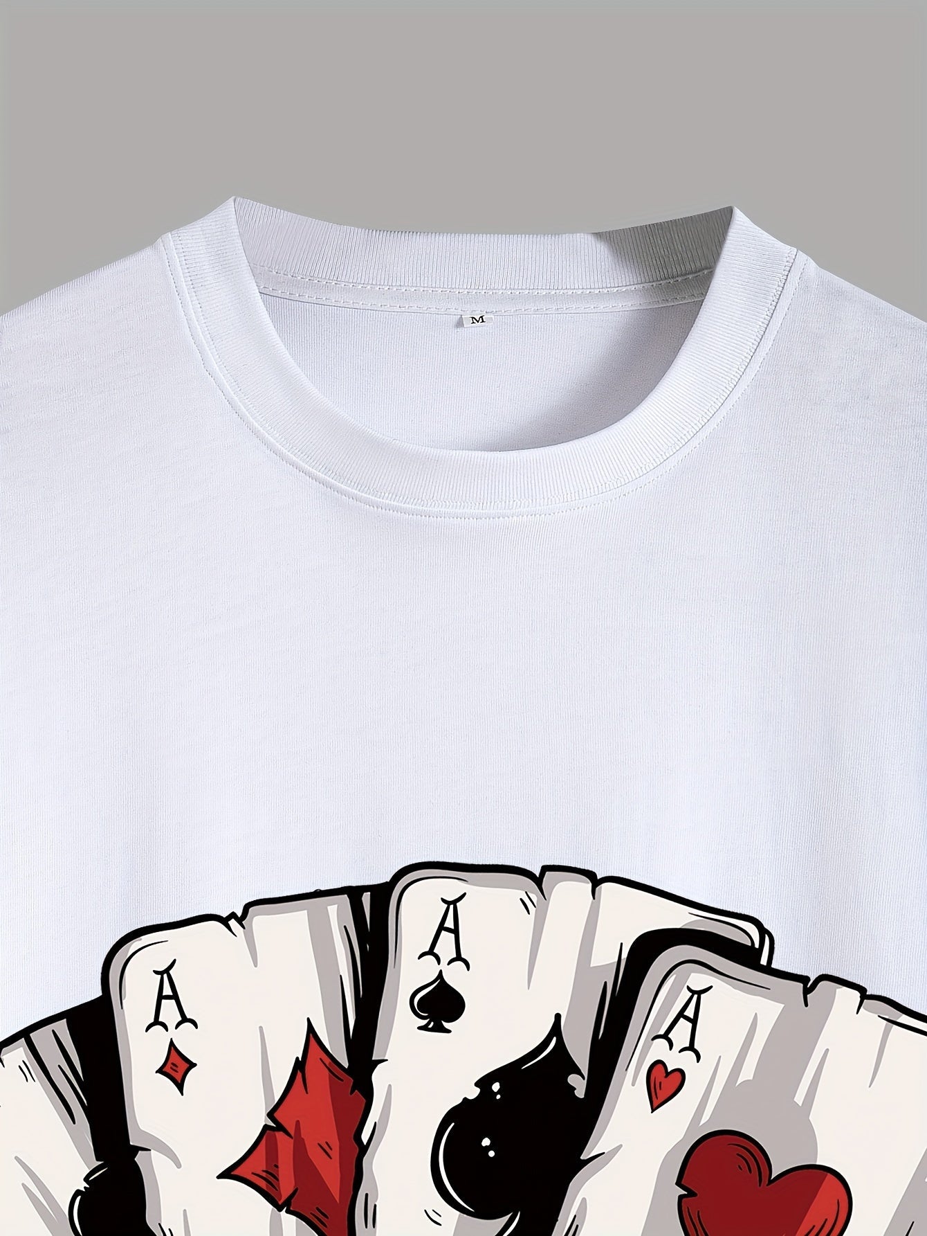 Nine 11 Men's 100% Cotton Loose Poker Graphic Print T-shirt. - Nine 11