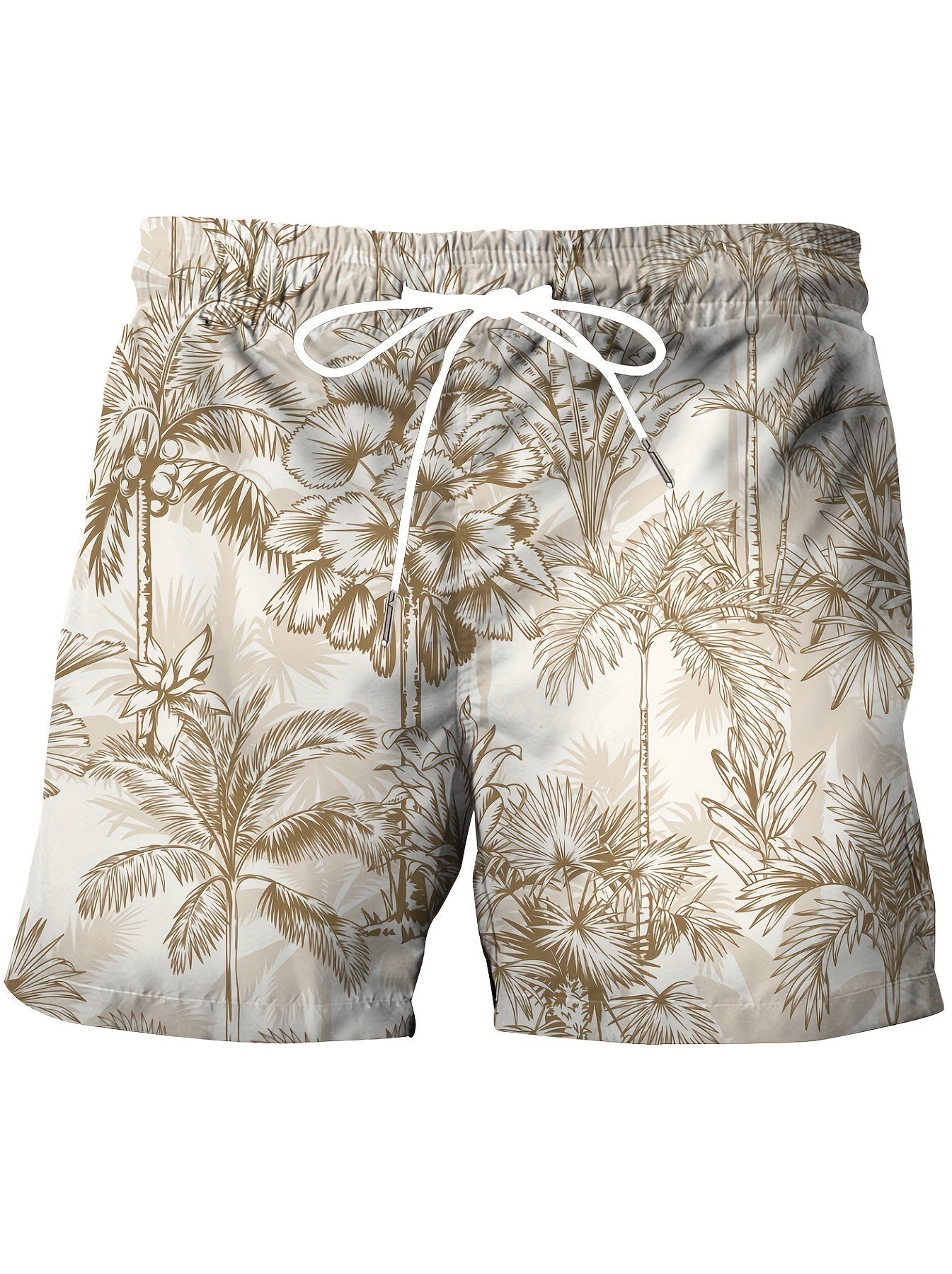 Nine 11 Men's Plus Size Palm Trees Print Hawaiian Beach Shorts, Breathable Casual Swim Trunks With Pockets - Nine 11