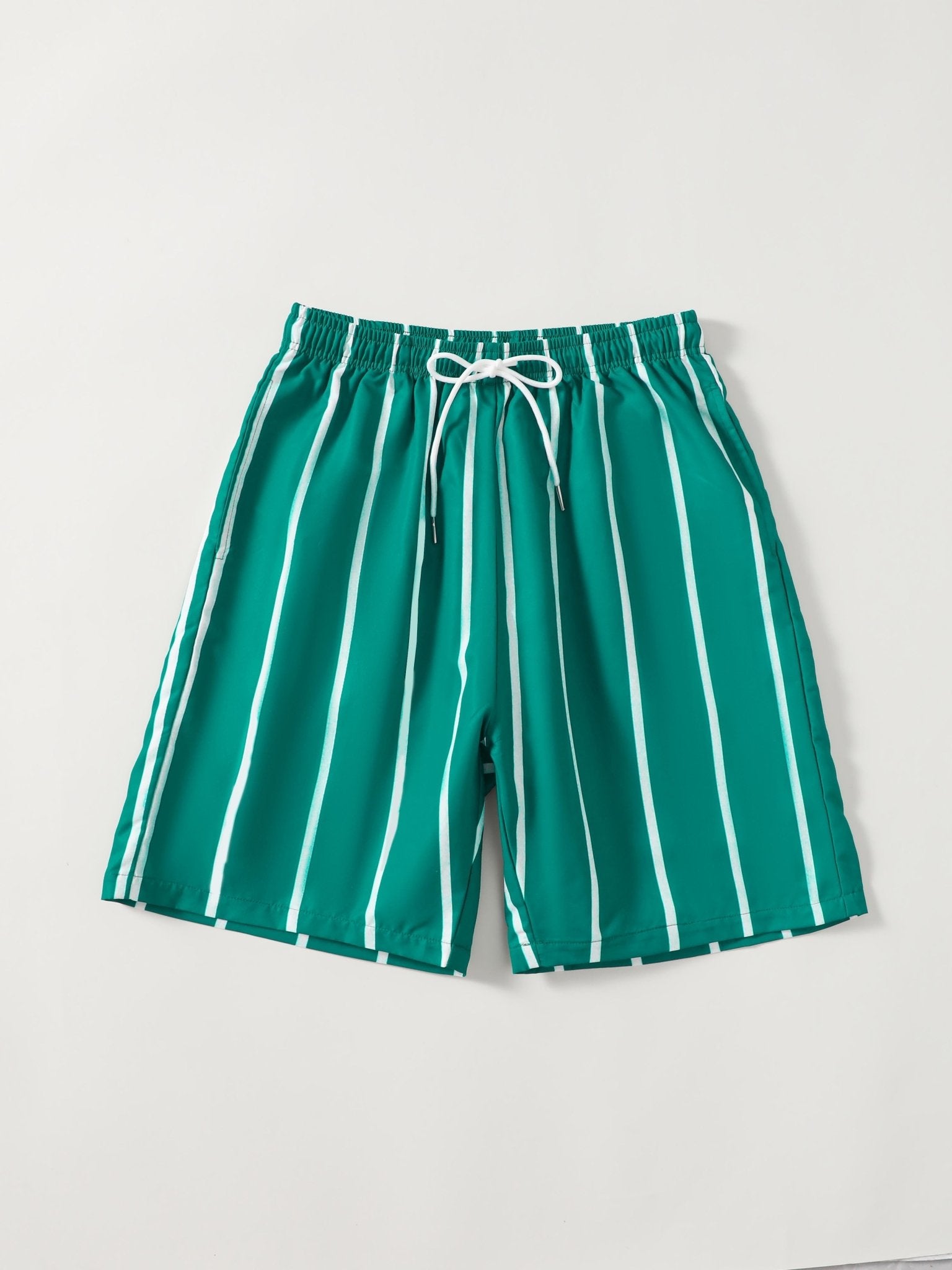 Nine 11 Men's Striped Swim Trunks, Active Fashion Drawstring Beach Shorts For Summer Outdoor - Nine 11