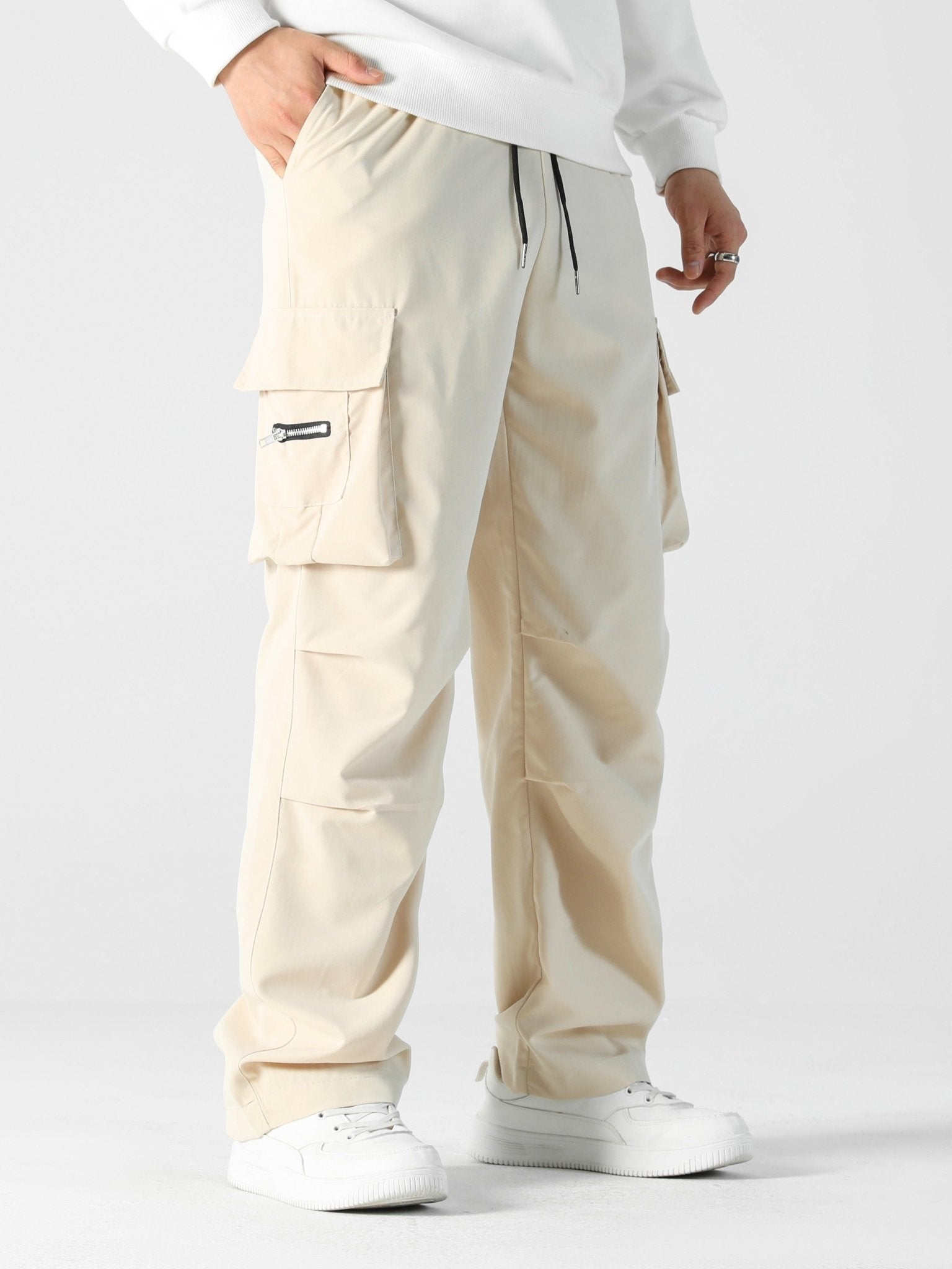 Nine 11 Men's Stylish Cargo Pants with Multiple Pockets - Loose Fit, Straight Leg, Versatile Casual Wear for All Seasons - Nine 11