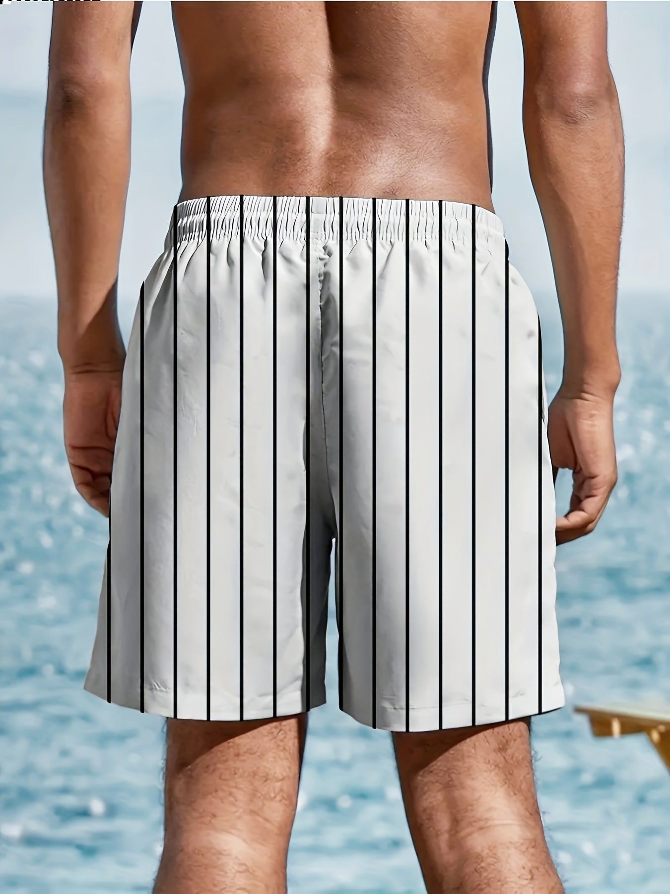 Nine 11 Men's Trendy Hawaiian Graphic Shorts With Drawstring And Stylish Stripes For Summer Beach, Pool And Vacation - Nine 11