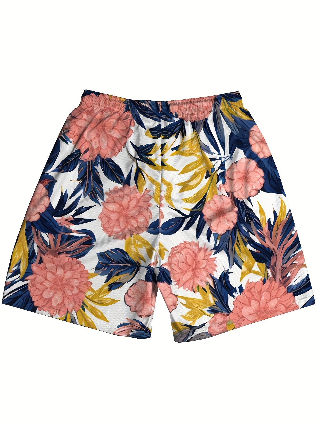 Nine 11 Men's Tropical Floral Print Beach Shorts - Quick - Dry, Breathable Fabric With Drawstring Waist & Pockets - Nine 11