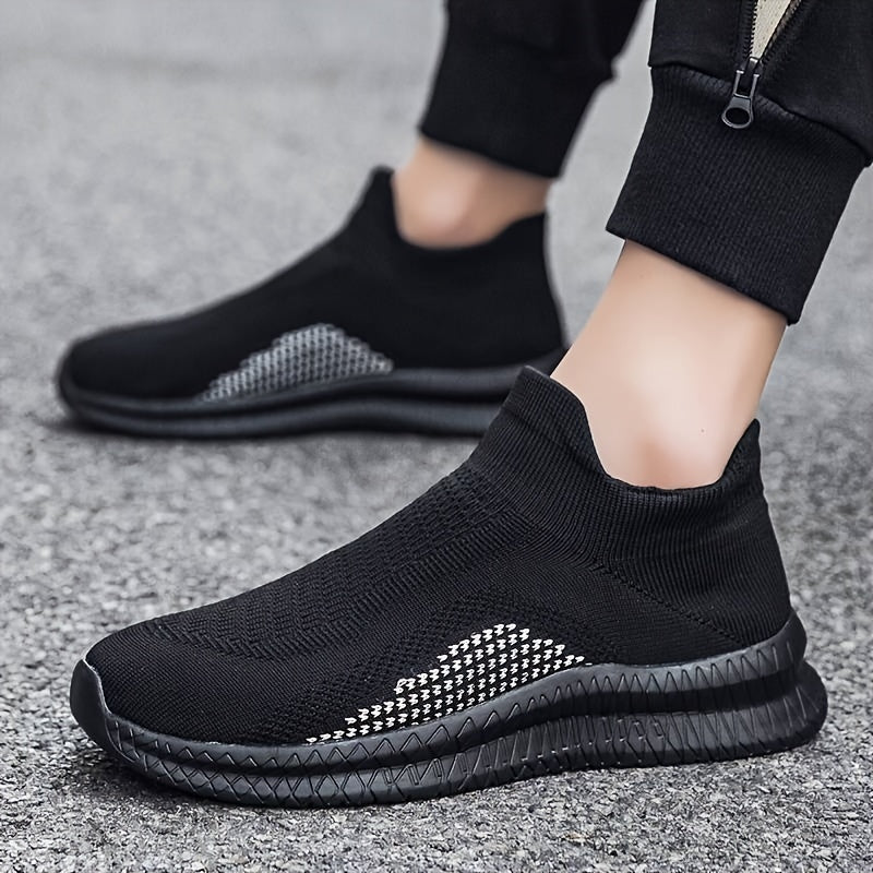 Nine 11 Plus Size Men's Trendy Woven Knit Breathable Slip On Sock Shoes, Comfy Non Slip Casual Soft Sole Sneakers - Nine 11