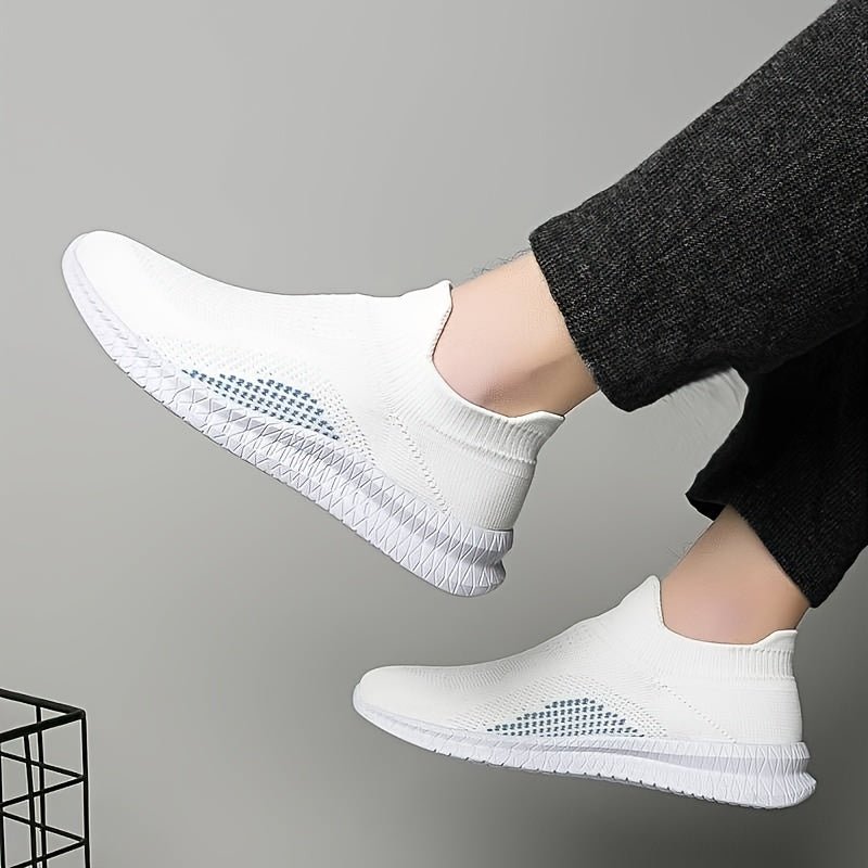 Nine 11 Plus Size Men's Trendy Woven Knit Breathable Slip On Sock Shoes, Comfy Non Slip Casual Soft Sole Sneakers - Nine 11