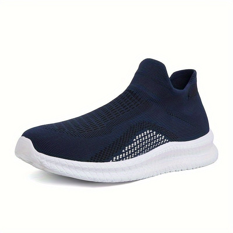 Nine 11 Plus Size Men's Trendy Woven Knit Breathable Slip On Sock Shoes, Comfy Non Slip Casual Soft Sole Sneakers - Nine 11