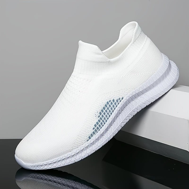 Nine 11 Plus Size Men's Trendy Woven Knit Breathable Slip On Sock Shoes, Comfy Non Slip Casual Soft Sole Sneakers - Nine 11