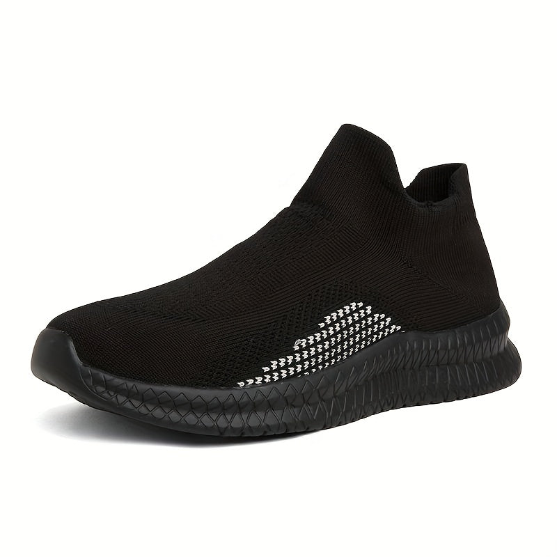 Nine 11 Plus Size Men's Trendy Woven Knit Breathable Slip On Sock Shoes, Comfy Non Slip Casual Soft Sole Sneakers - Nine 11