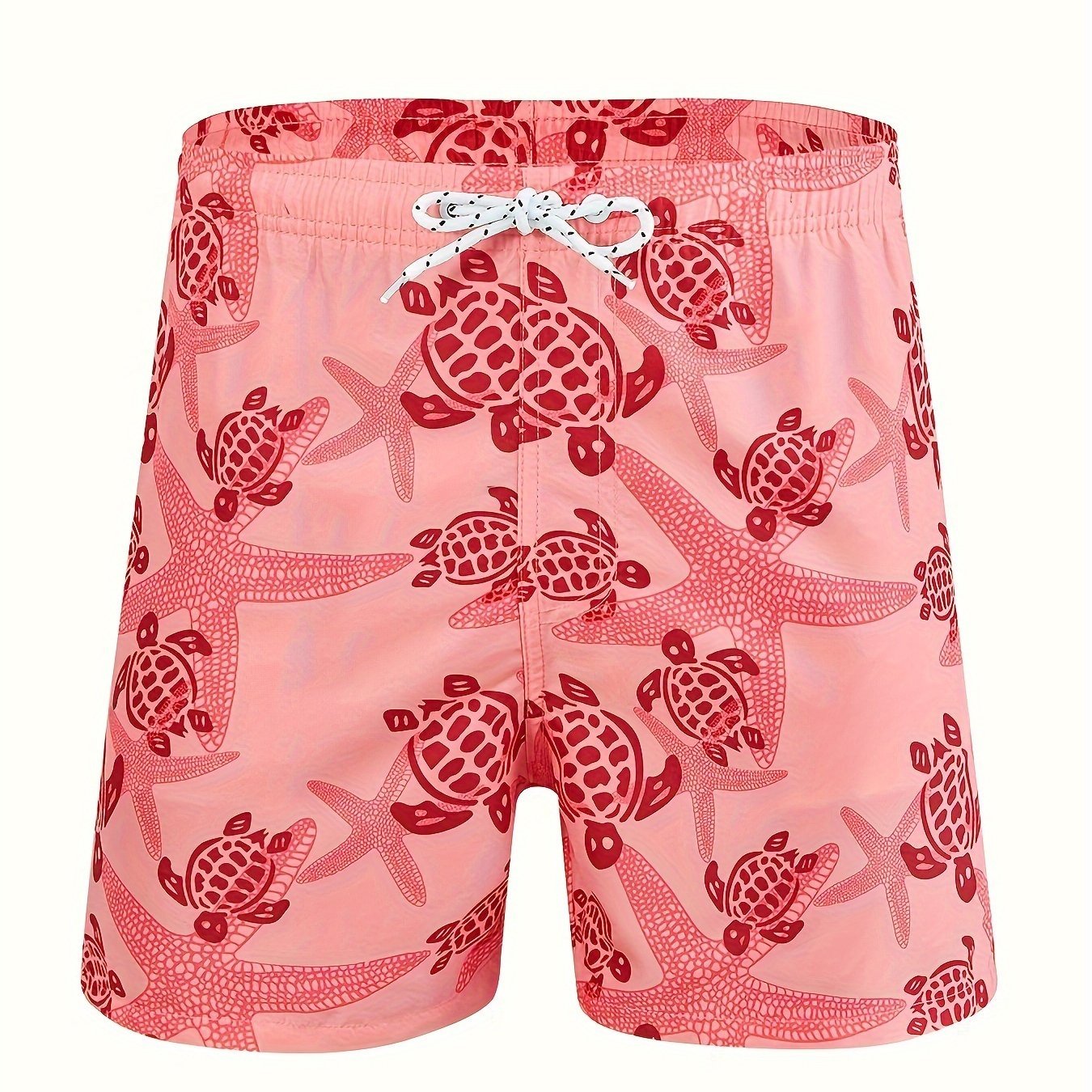 Nine 11 Sea Turtles Pattern Men's Casual Beach Drawstring Shorts, Men's Summer Outdoor Sports Comfy Shorts - Nine 11