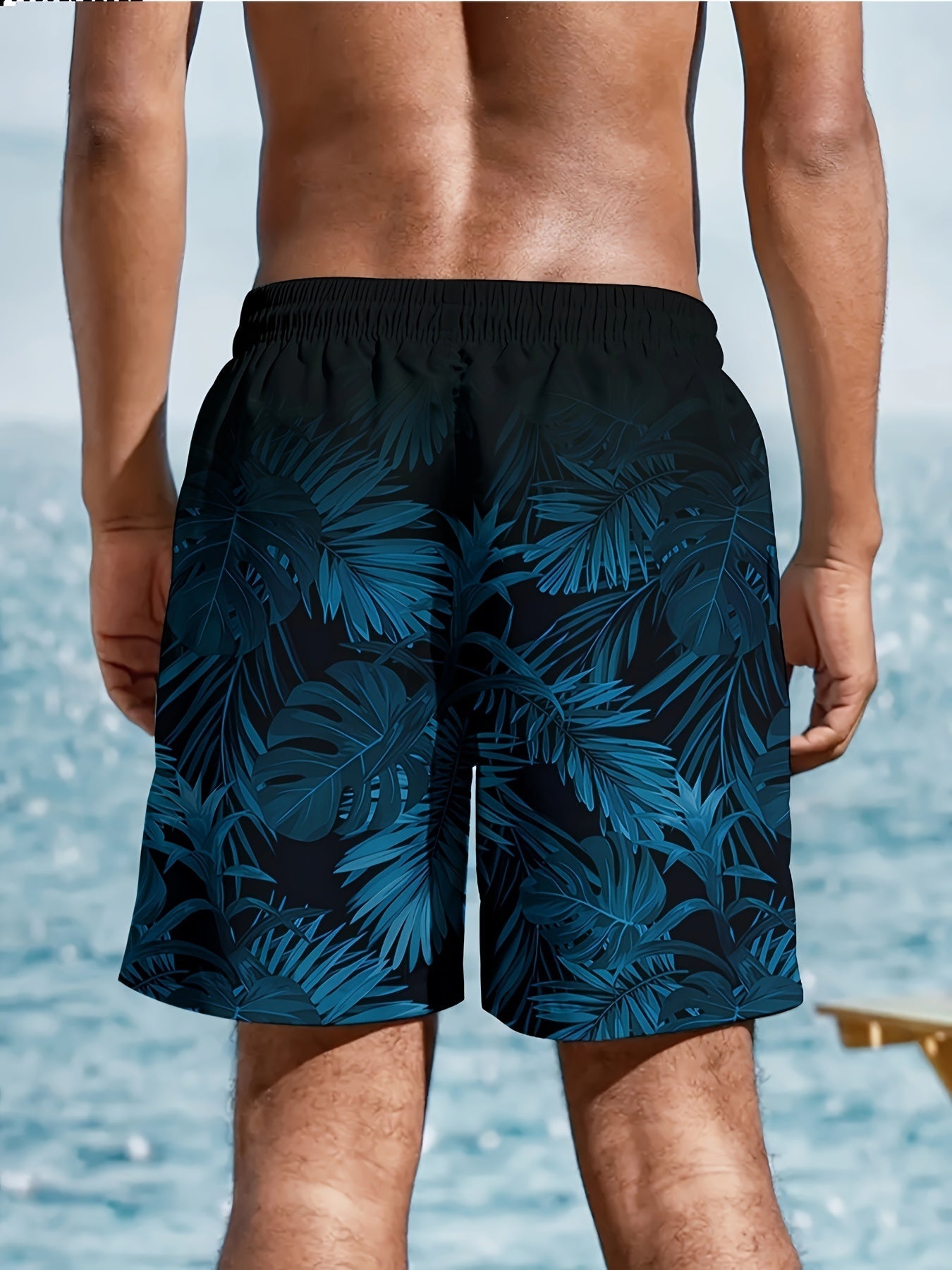 Nine 11 Tropical Floral Pattern Men's Board Shorts With Drawstring And Pockets, Trendy And Stylish Shorts For Summer Beach Leisurewear - Nine 11